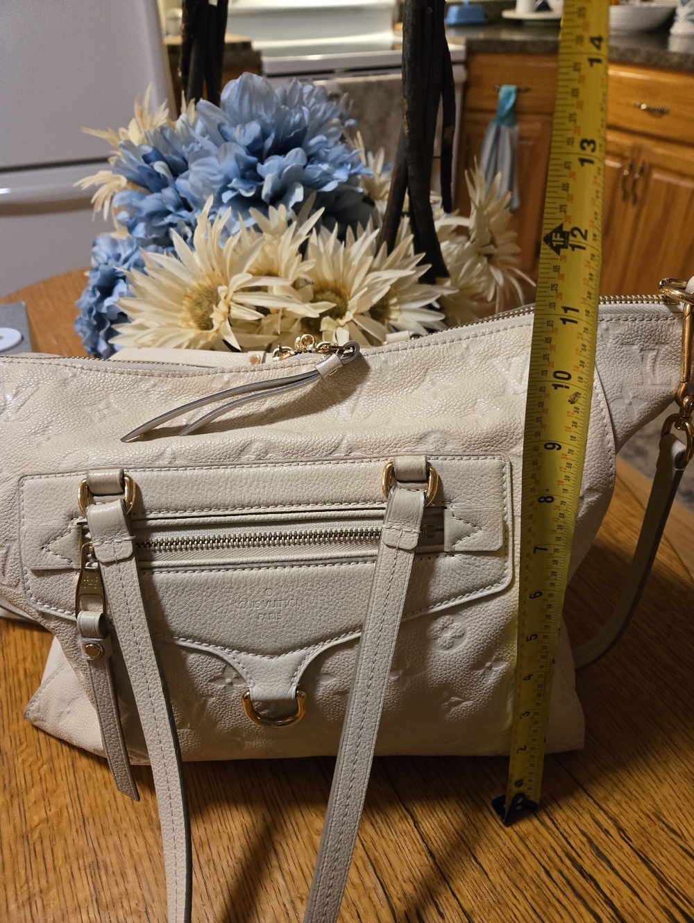 Louis Vuitton Cream Embossed Monogram Tote with Gold Hardware - Picture 12 of 16